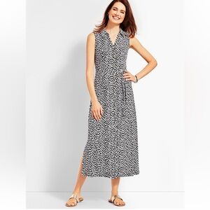 NWT TALBOTS Black and White Patterned Sleeveless Maxi Dress